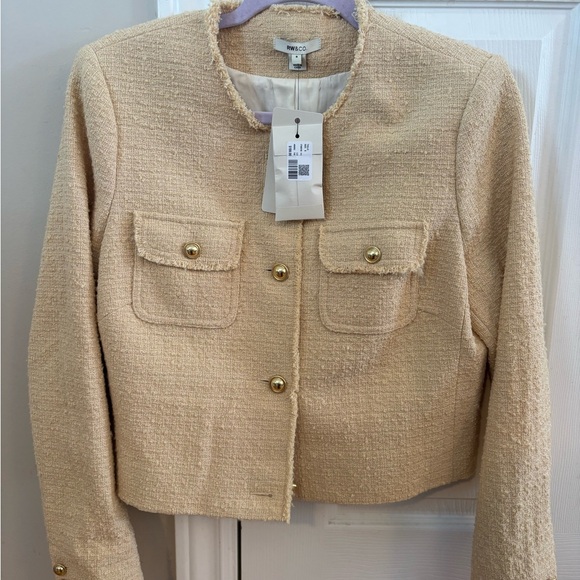 RW&CO. Cream Tweed Blazer with Gold Buttons - Picture 4 of 7